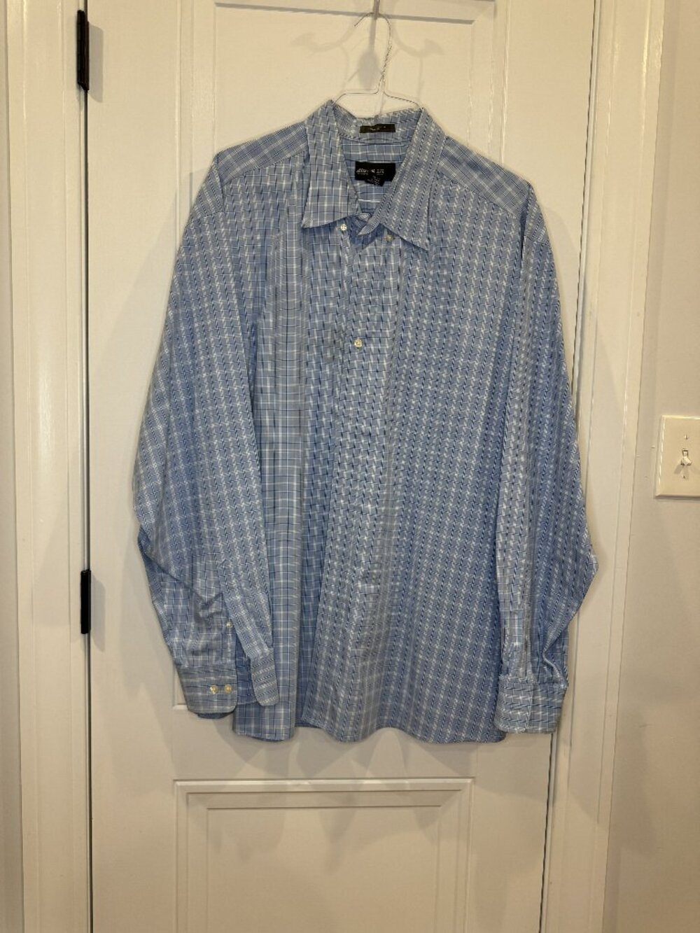 Eddie Bauer 3xl Blue Windowpane Plaid Long-Sleeve Shirt GUC 100% Cotton
